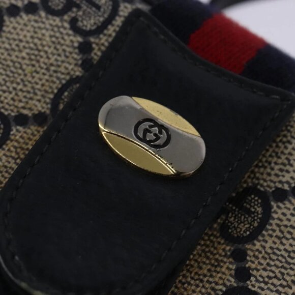 GUCCI GG Supreme Sherry Line Shoulder Bag PVC Navy Gold 72 02 024 Auth 145654 - Picture 11 of 16